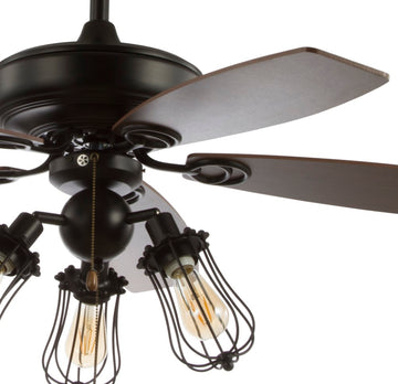 Lucas 52" Caged Metal/Wood LED Ceiling Fan - JONATHAN Y